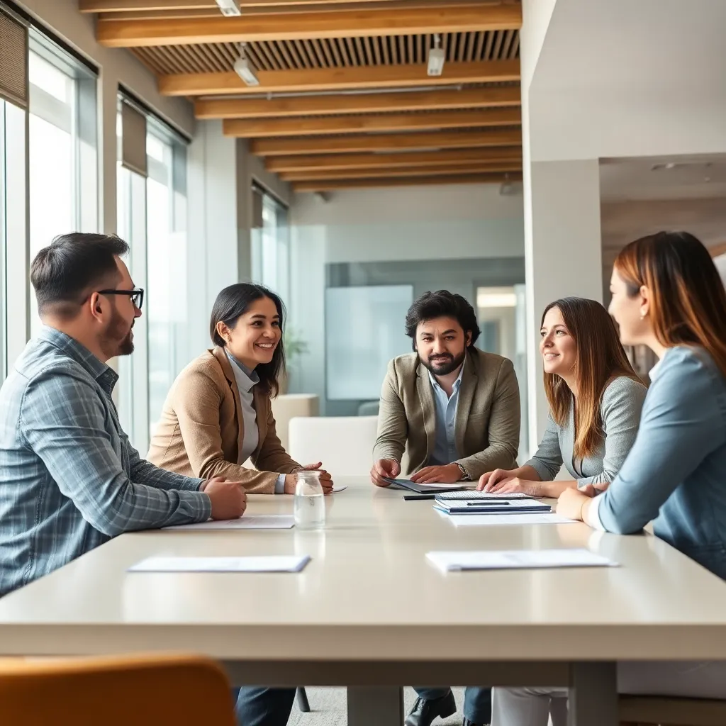 Профессиональная встреча команды в современном офисе в Казахстане