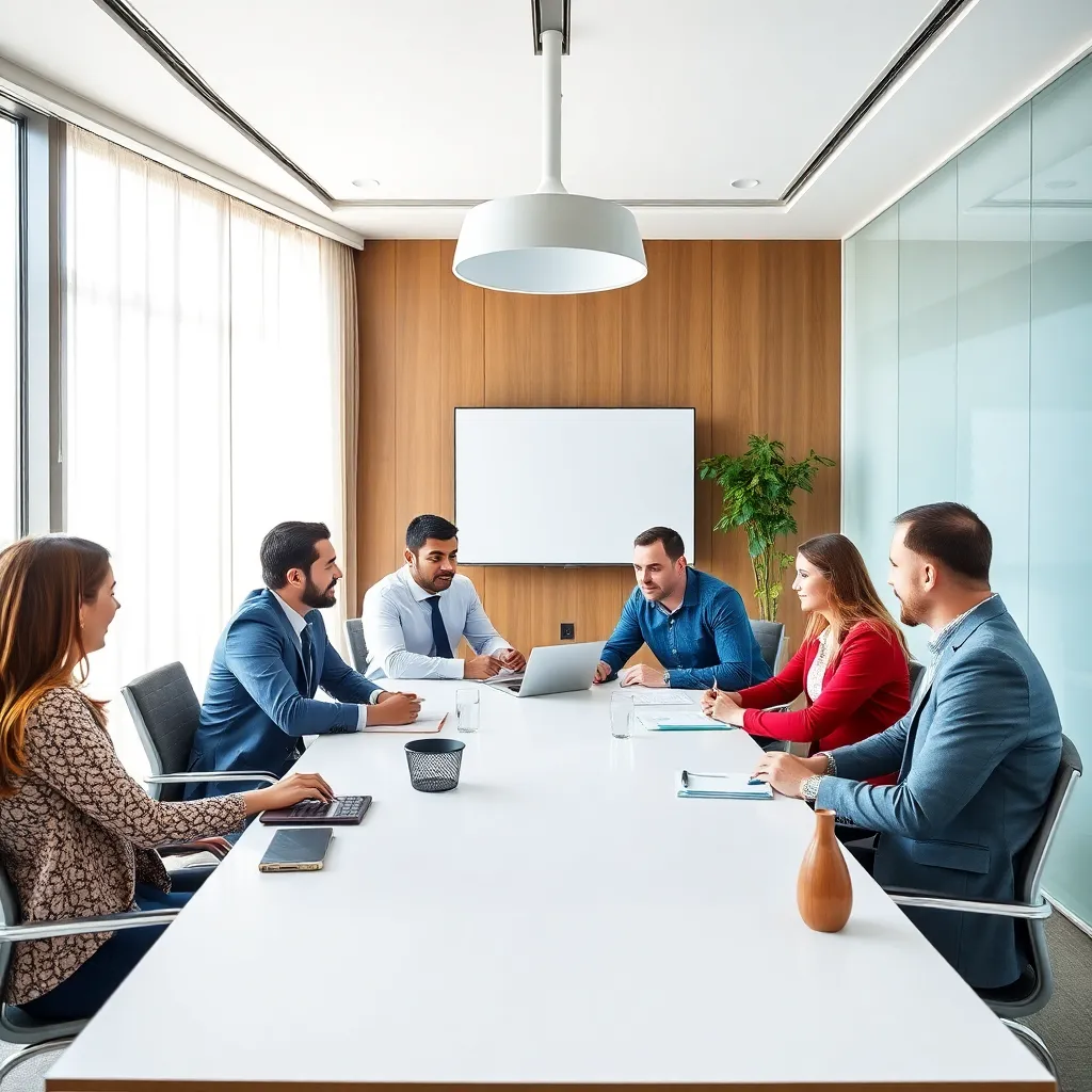 Многонациональная команда на встрече в современном офисе в Алматы