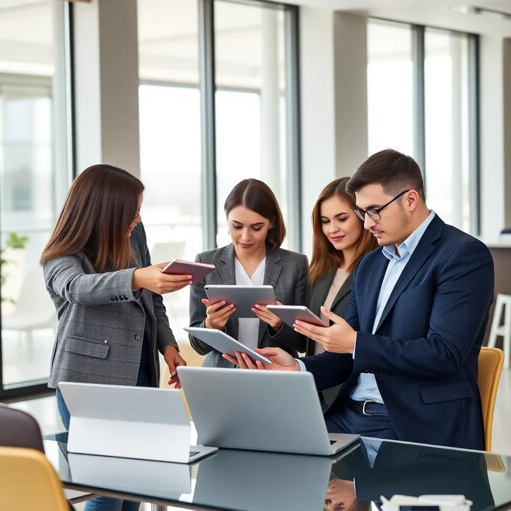 Команда использует цифровые инструменты для удаленного сотрудничества в офисе в Алматы