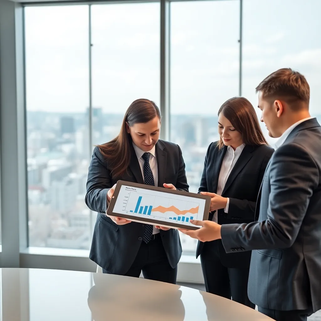 Лидер проводит командное совещание в современном офисе