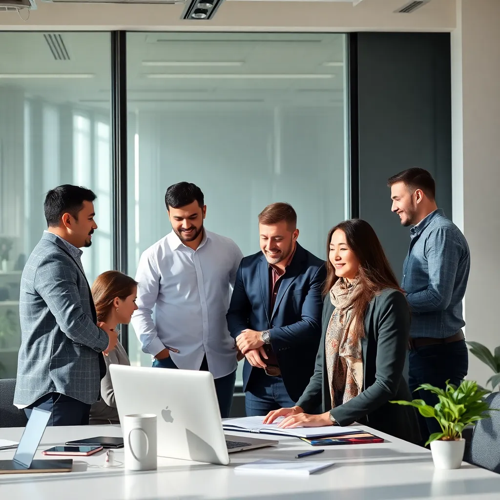 Казахстанская команда обсуждает KPI в современном офисе