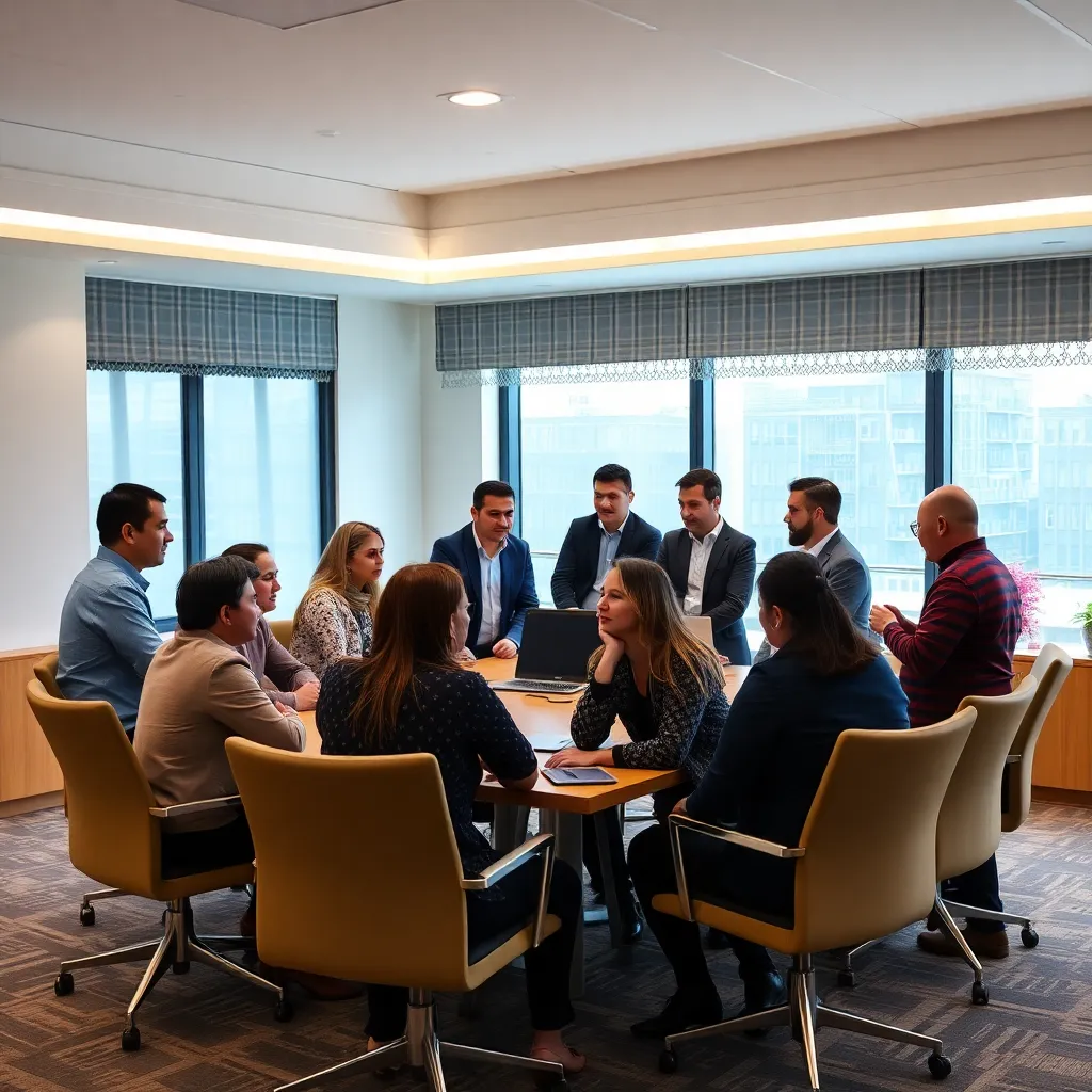 Аналитики изучают данные об эффективности команд на интерактивных экранах